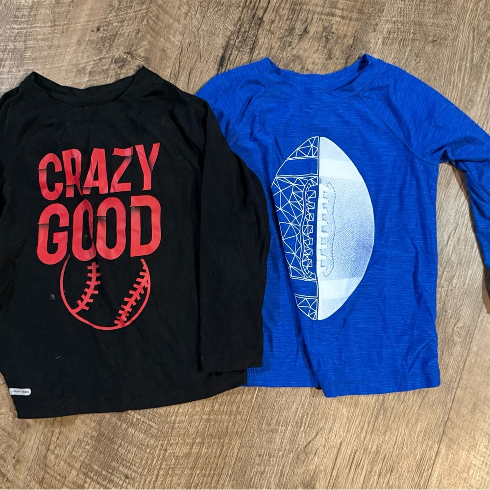 Kids Long-Sleeve Blue Football Graphic Tee - Unbranded
